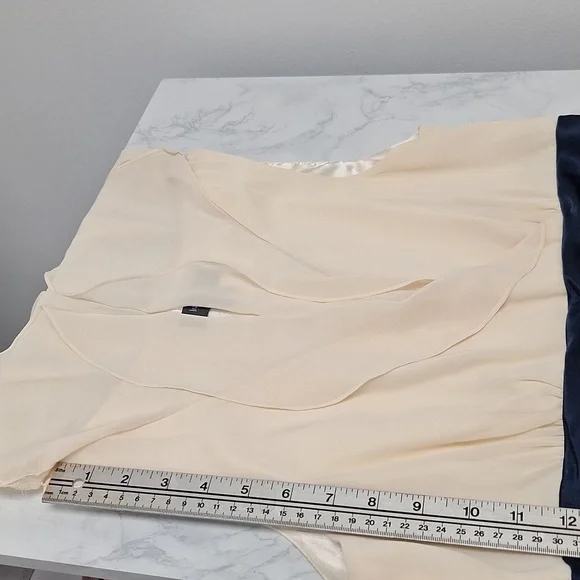 Liz Claiborne Tulip Dress Off White and Navy Blue Size 10 - Picture 16 of 16